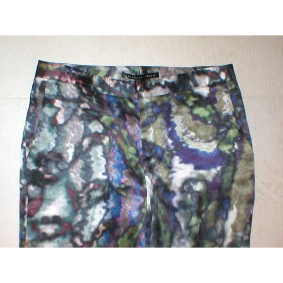 New NWT $395 Theyskens' Theory Silk Print Pants Womens Padgette Multi Red Blue 4 - Picture 6 of 8